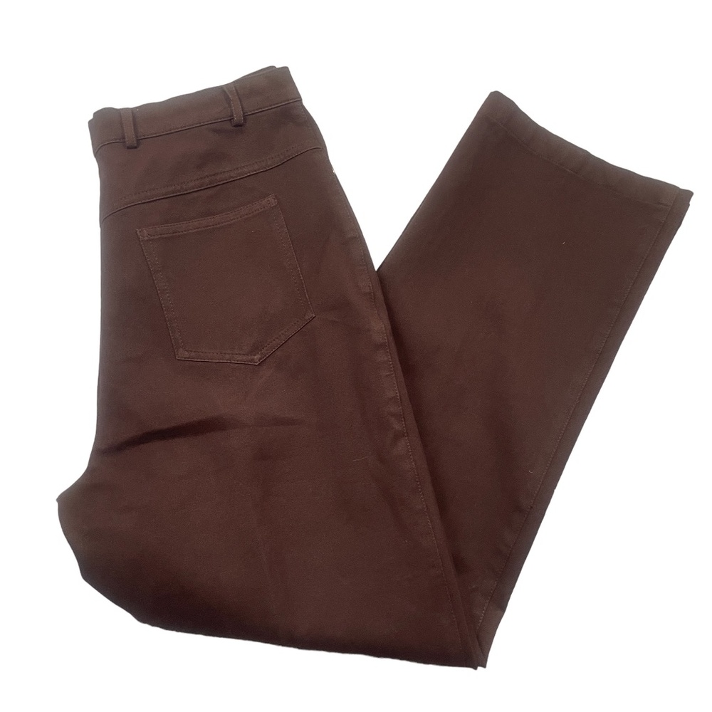 St John Sport 10 Brown Pants‎ Gold Accents Cotton Spandex Straight Leg